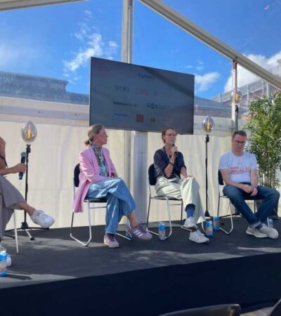 Ida Tin speaks at Femtech Studio's panel debate in event room 3 at TechBBQ 2024.